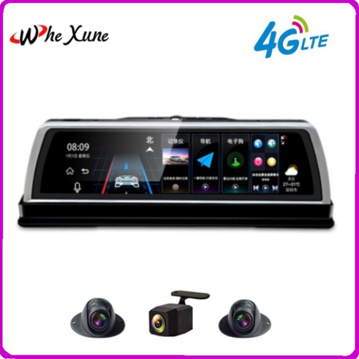 Sản phẩm Camera hành trình đặt taplo ô tô cao cấp WHEXUNE K600 tích hợp 4 camera, hệ điều hành Android 5.1 Wifi, định vị