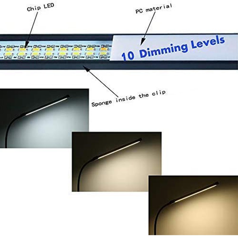 Đèn Led Đọc Sách Có Kẹp Linh Hoạt Màu Đen