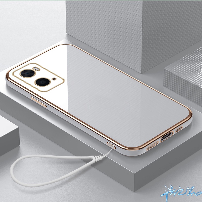 Ốp Điện Thoại Viền Thẳng Mềm Kết Cấu Sang Trọng + Dây Đeo Cho Oppo F11 Pro F11 F9 F5 F7 A16K A76 A57