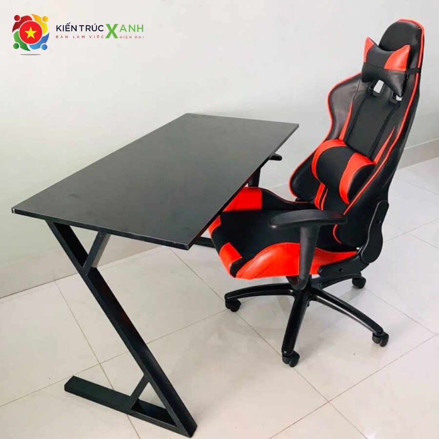 Bàn làm việc lắp ráp chữ Z (R60*D120*C75cm), mặt gỗ MDF ĐEN thoải mái ngồi làm việc với các ghế xoay hiện đại 4.0