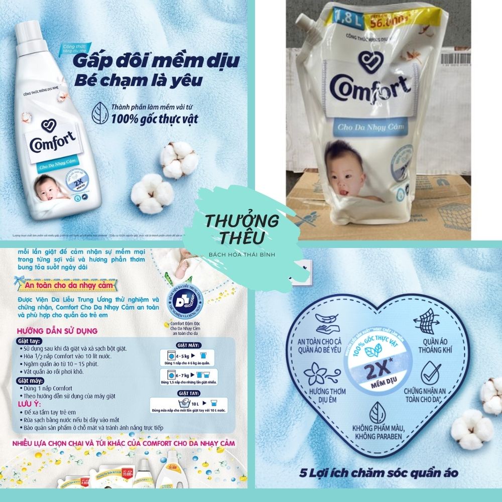 Nước Xả Vải Comfort Cho Da Nhạy Cảm Túi 800ml