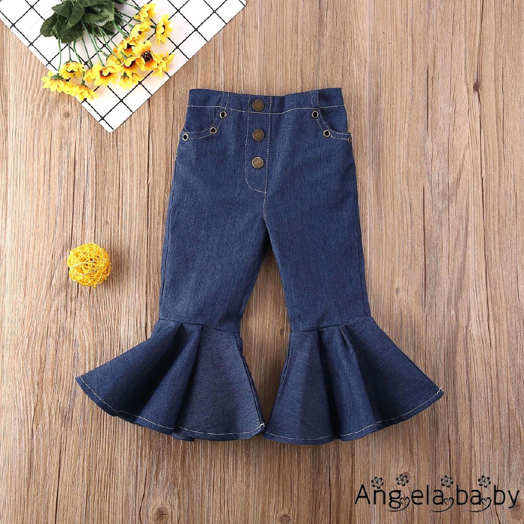 Áo Denim Dài Tay Ống Loe Cho Bé Gái (1-6 Tuổi)