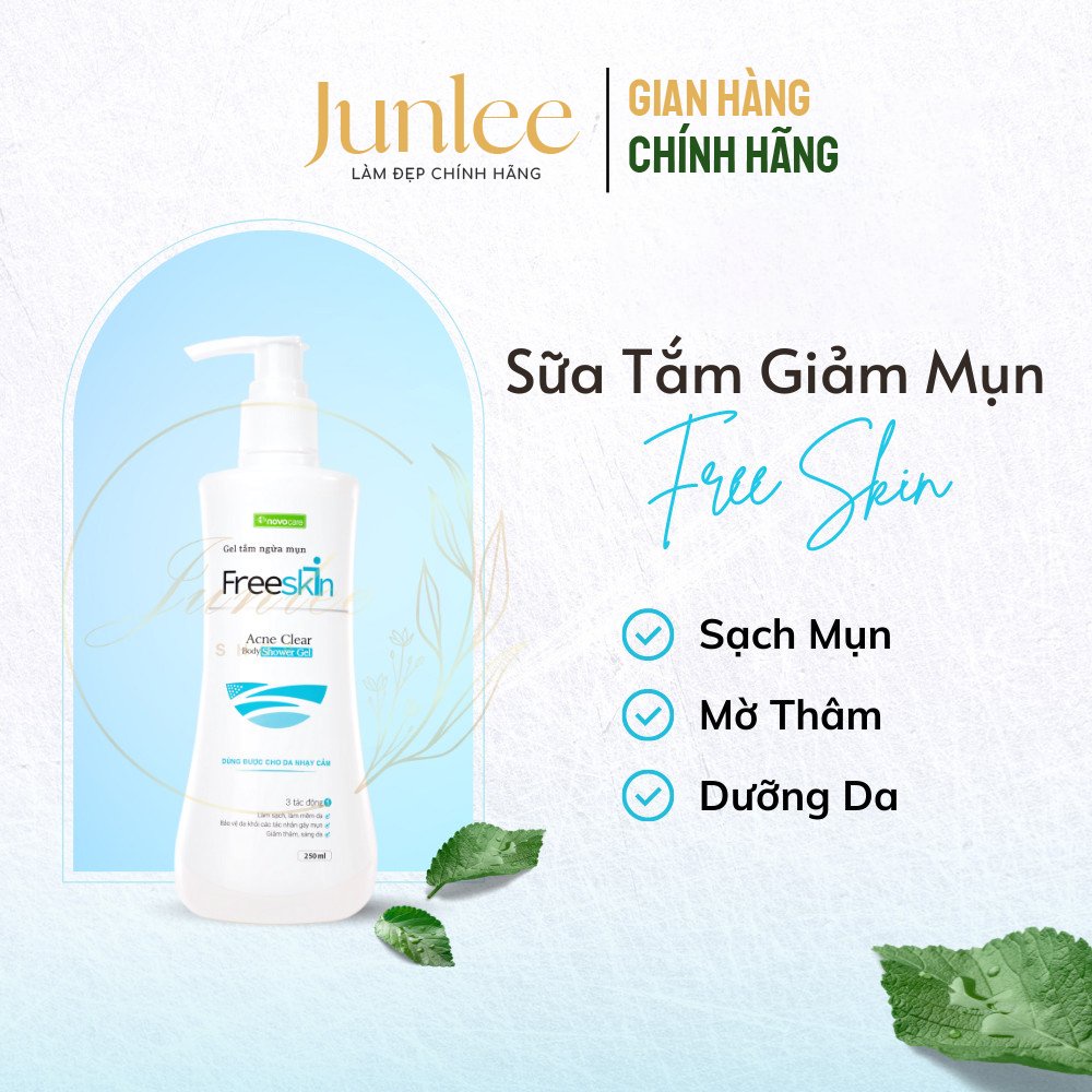 Sữa tắm giảm mụn lưng freeskin ngăn ngừa mụn lưng ngực giảm thâm sáng da 250ml – junlee làm đẹp chính hãng