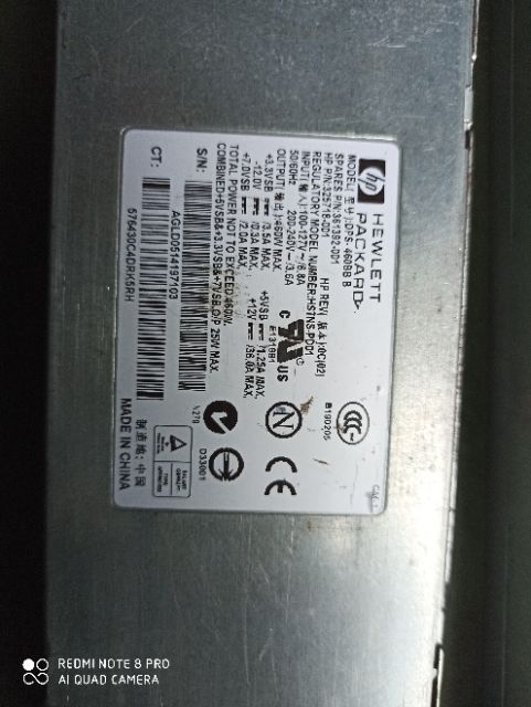 Nguồn server hp dps-460bb 12v 36A 460w đã kích hoạt