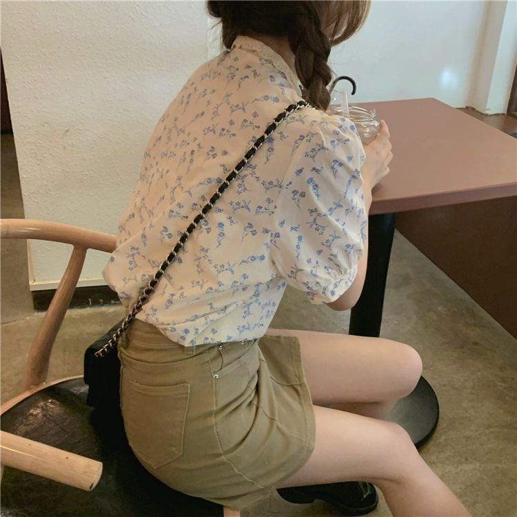 Áo Kiểu babydoll Tay Phồng Phối Ren Thời Trang Mùa Hè Phong Cách Hàn Quốc Cho Nữ