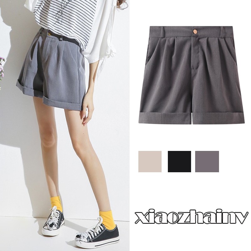 Xiaozhainv Quần ngắn ống rộng plus size Phong Cách Hàn Quốc