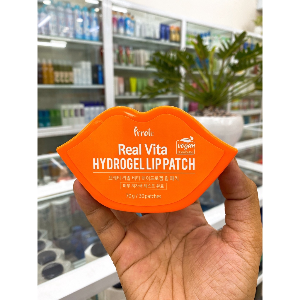 Hộp 30 Miếng Mặt Nạ Môi Prreti Real Vita Hydrogel Lip Patch Hàn Quốc 70g