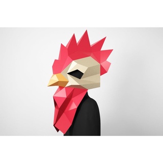 Bộ kit mặt nạ giấy 3D gà trống (màu tự chọn) hóa trang, trang trí nhà cửa, shop thời trang, góc làm việc workfromhome