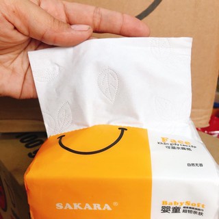 Thùng giấy ăn  Sakara 4 lớp siêu dai, siêu mềm minh 30 gói hình mặt cười đáng yêutớ
