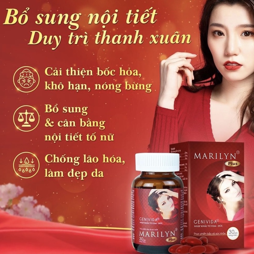 Viên Uống Bổ Sung Nội Tiết Tố Nữ Marilyn Plus Giúp Tăng Cường Sinh Lý Giảm Khô Hạn - Hộp 30 viên