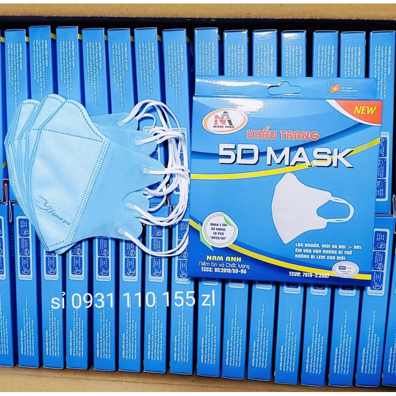 Hộp 10 cái khẩu trang 5D mask giấy kháng khuẩn chính hãng Famapro Nam Anh