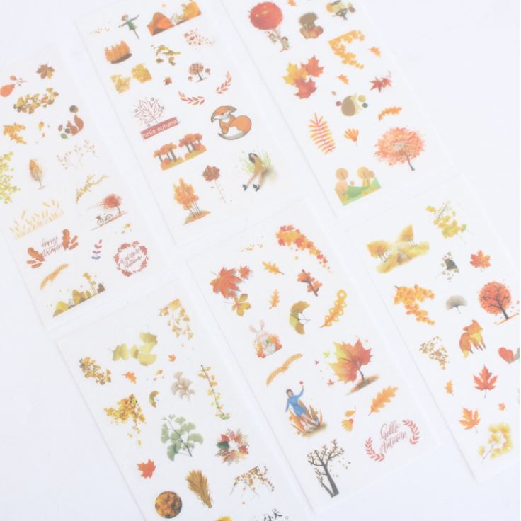 Bộ 6 Tấm Sticker Giấy Trang Trí Tình Yêu Mùa Thu 61449