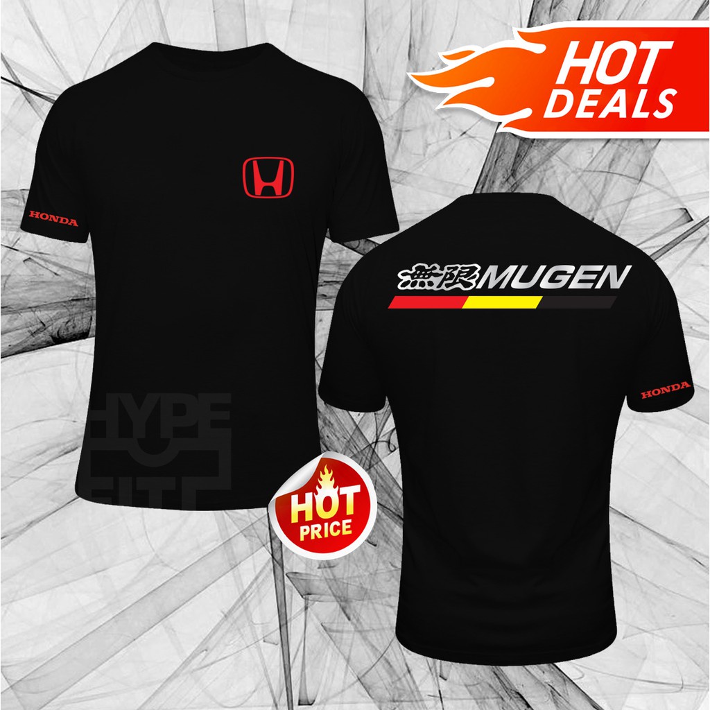 Áo thun Honda Mugen Power Racing HRC Logo Đen Xám Trắng Màu Có sẵn