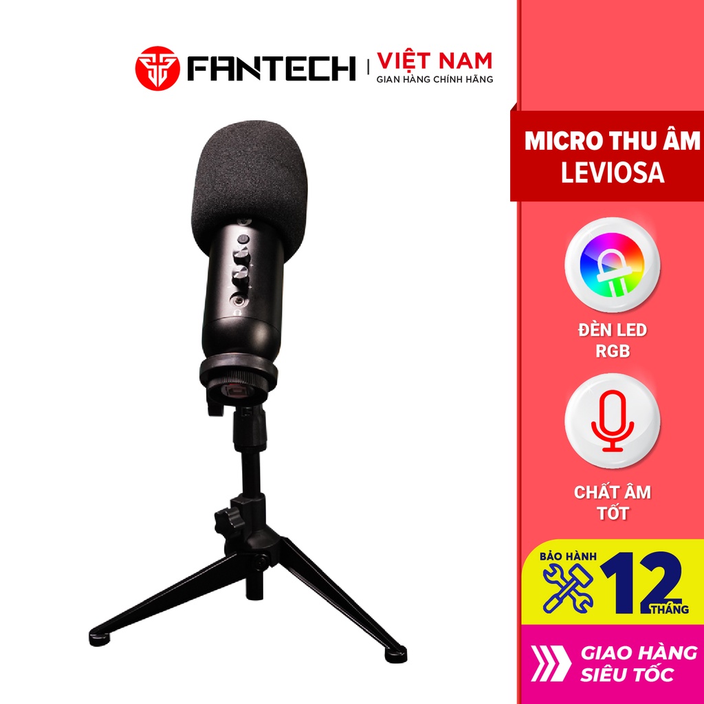 Bộ Micro Thu Âm Livestream Chuyên Nghiệp Fantech MCX01 LEVIOSA LED RGB Âm Thanh Chất Lượng Cao