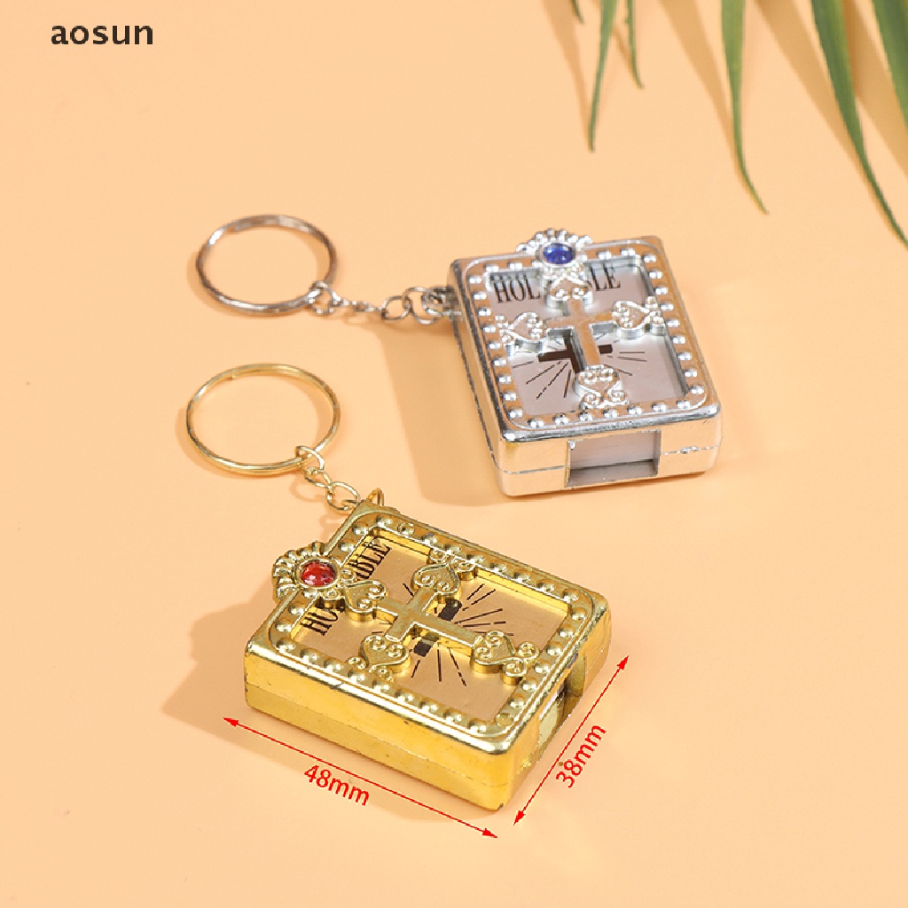 Móc khóa hình quyển kinh thánh mini bằng tiếng Anh kiểu tôn giáo cơ đốc chúa Giêsu trang trí túi xách/ làm quà tặng