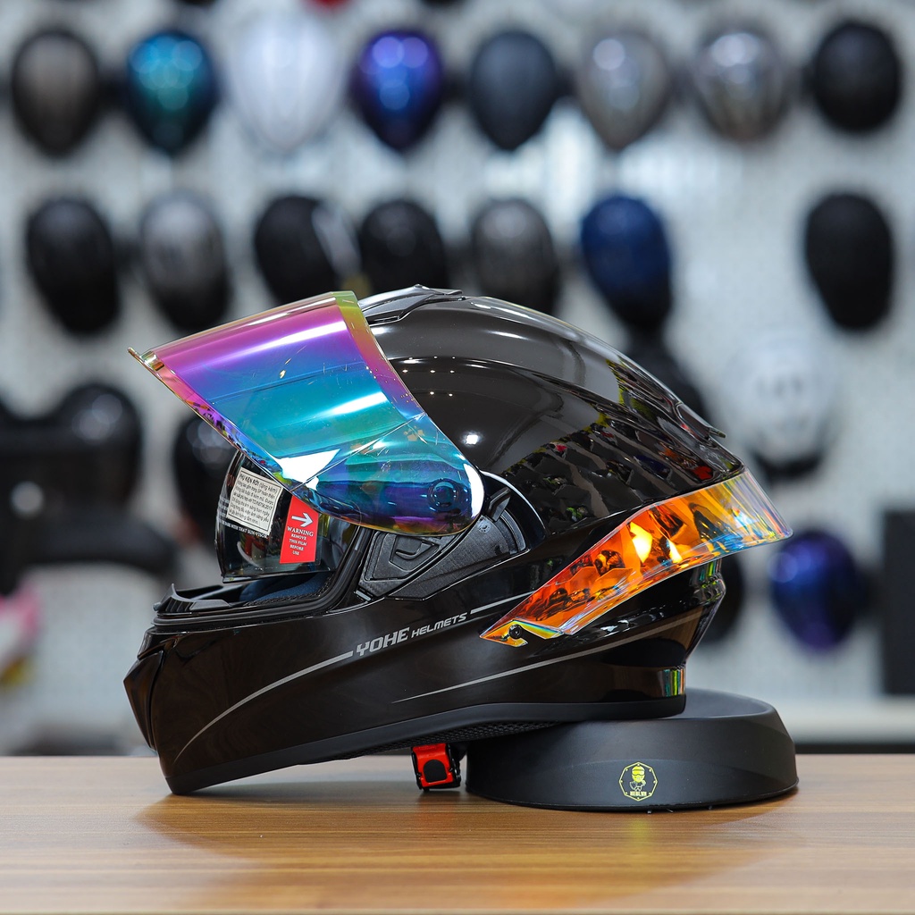 Combo Nón Fullface 2 Kính Yohe 981 Kèm Kính Gương Titan Và Đuôi Gió GPRR