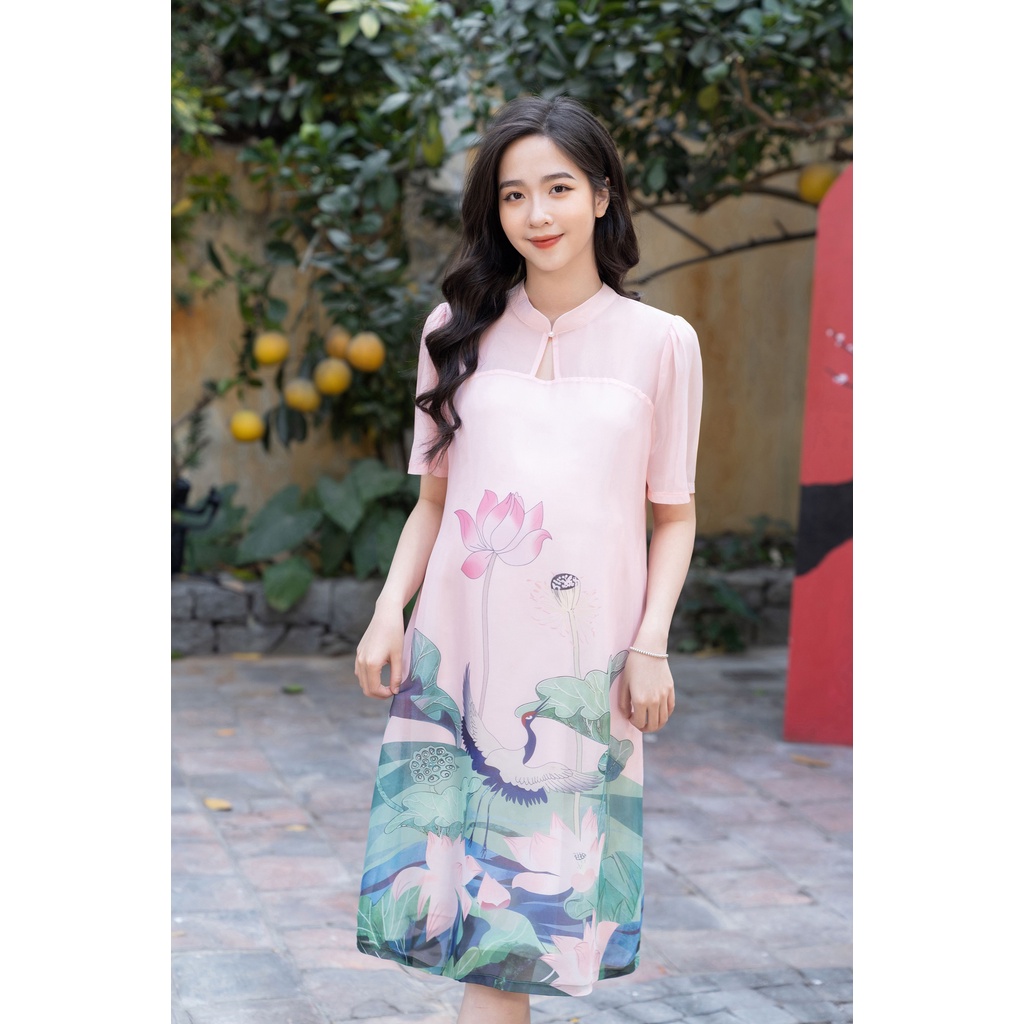 MEDYLA - Váy bầu thiết kế cách tân 2 lớp tơ lót lụa cao cấp cho mẹ bầu diện tết - SP918