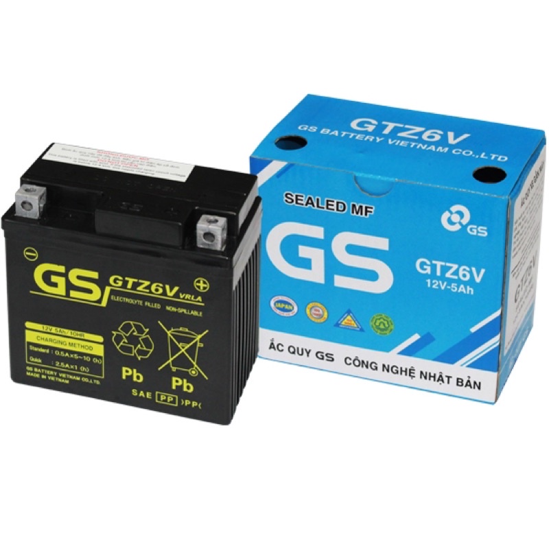 Bình ắc quy khô GS GTZ6V dành cho Honda, Yamaha, Suzuki ....