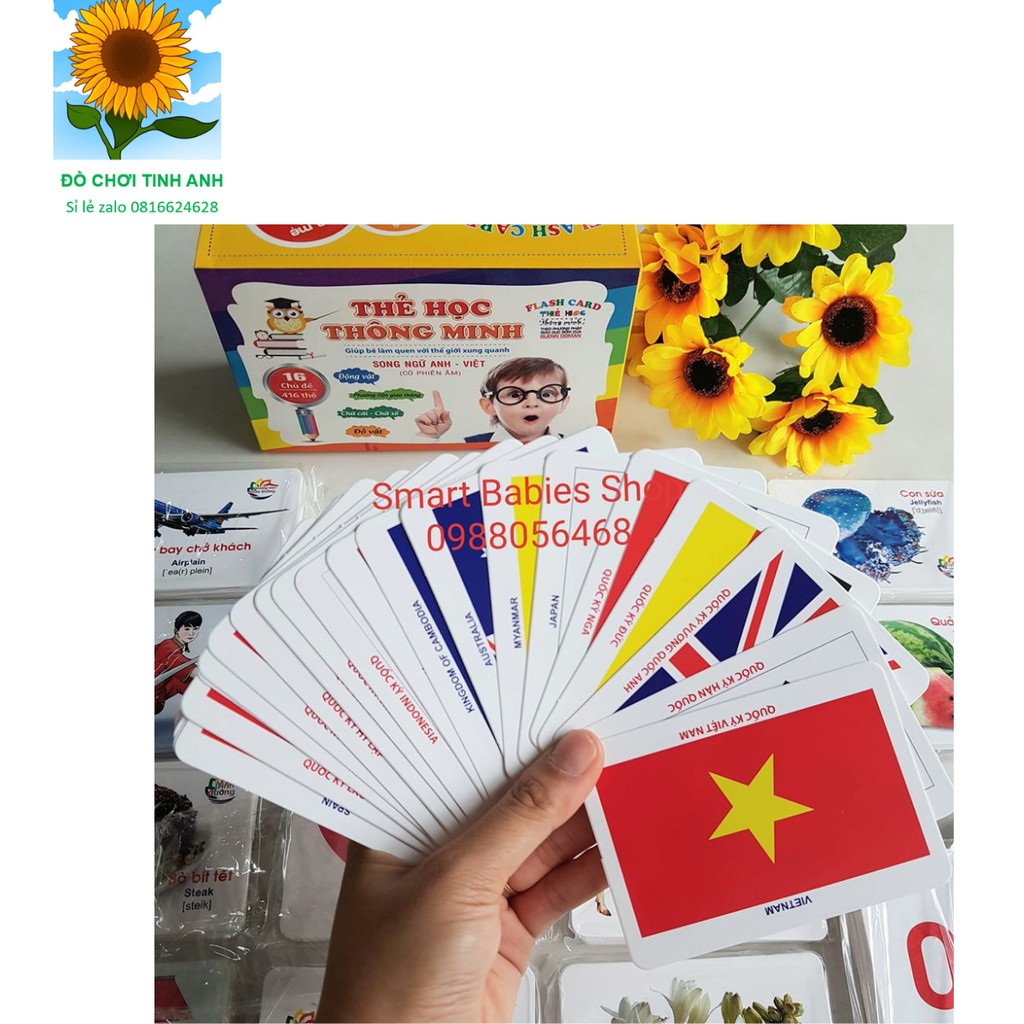 1 hộp thẻ học thông minh 16 chủ đề cho bé từ 0-6 tuổi