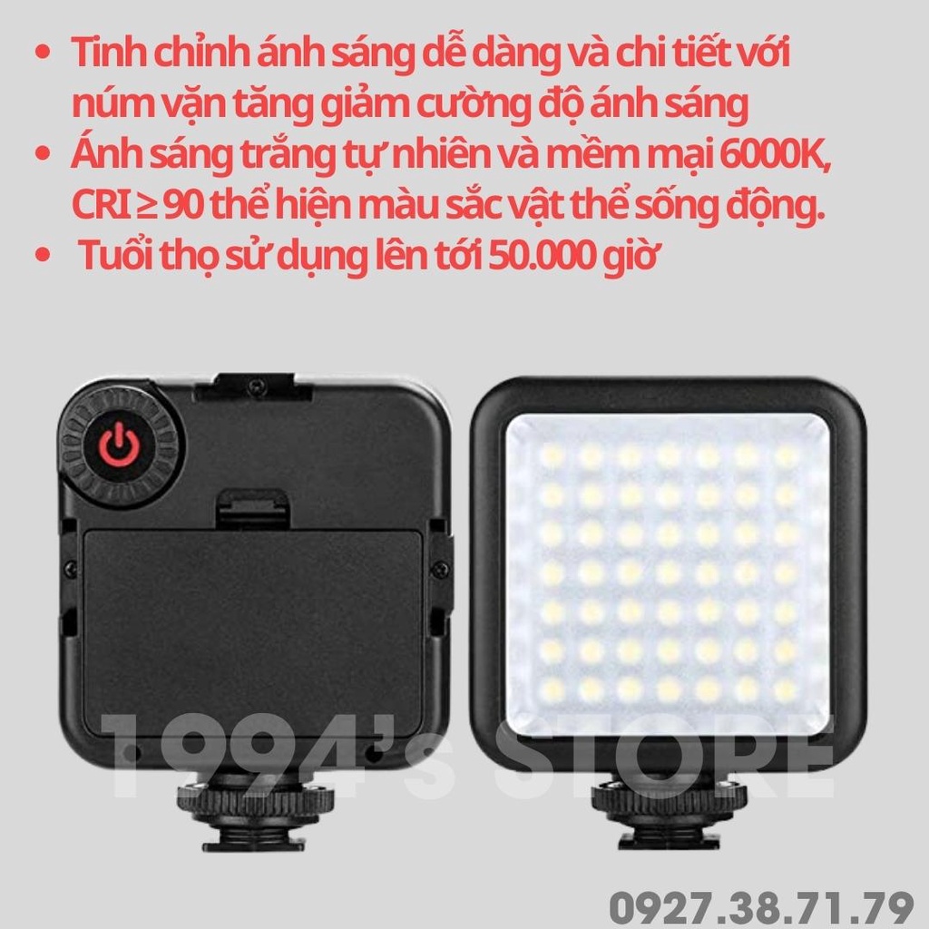 [CÓ SẴN] Đèn Led trợ sáng quay phim chụp ảnh W49 cho Điện thoại, Máy ảnh, Action Cam, GoPro, DJI Pocket, DJI Action ....