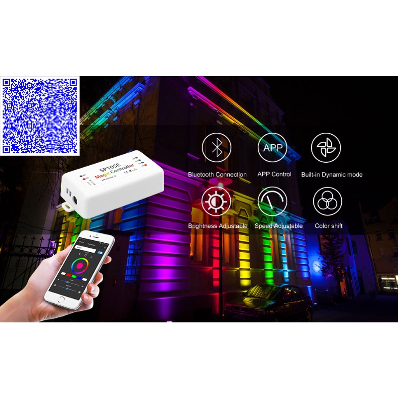 SP105E BỘ ĐIỀU KHIỂN LED FULL MÀU ARGB WS2812B WS2811 UCS1903 ĐIỀU KHIỂN QUA APP MOBILE BLUETOOTH