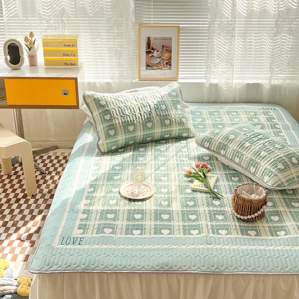 Chiếu điều hoà cao su non 5D nhập khẩu cao cấp, chiếu cao su tencel mát lạnh nhập khẩu giá rẻ (tặng kèm 2 vỏ gối đầu)
