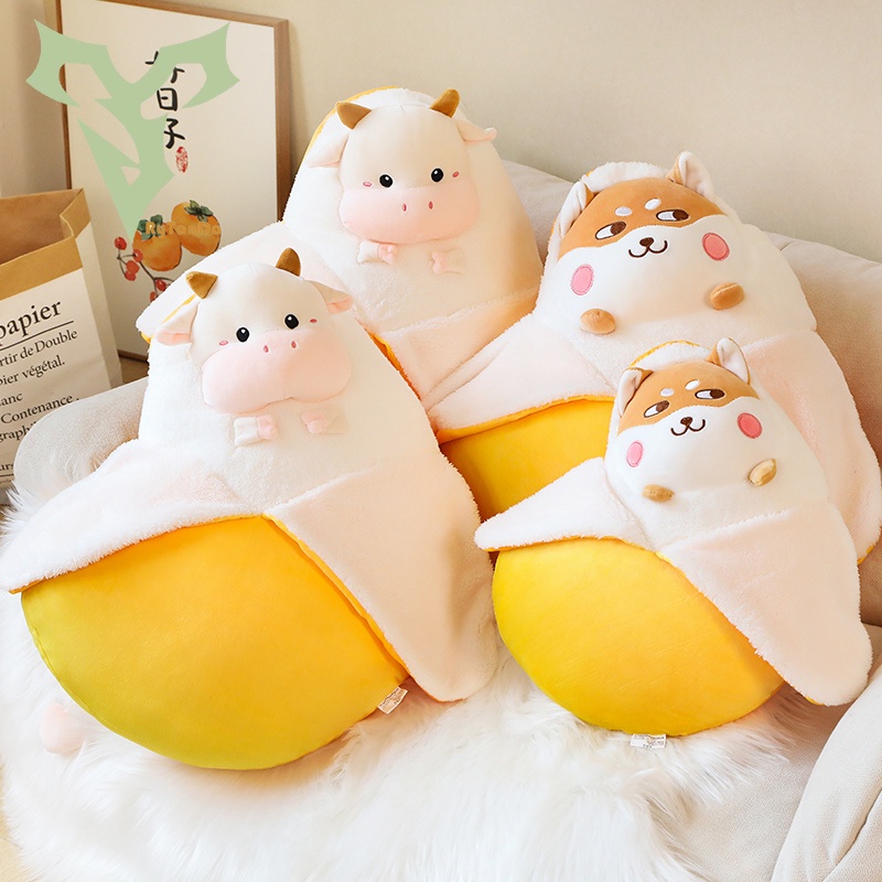 Đồ chơi nhồi bông Hình Chó Và Bò Sữa Dễ Thương Cho Bé