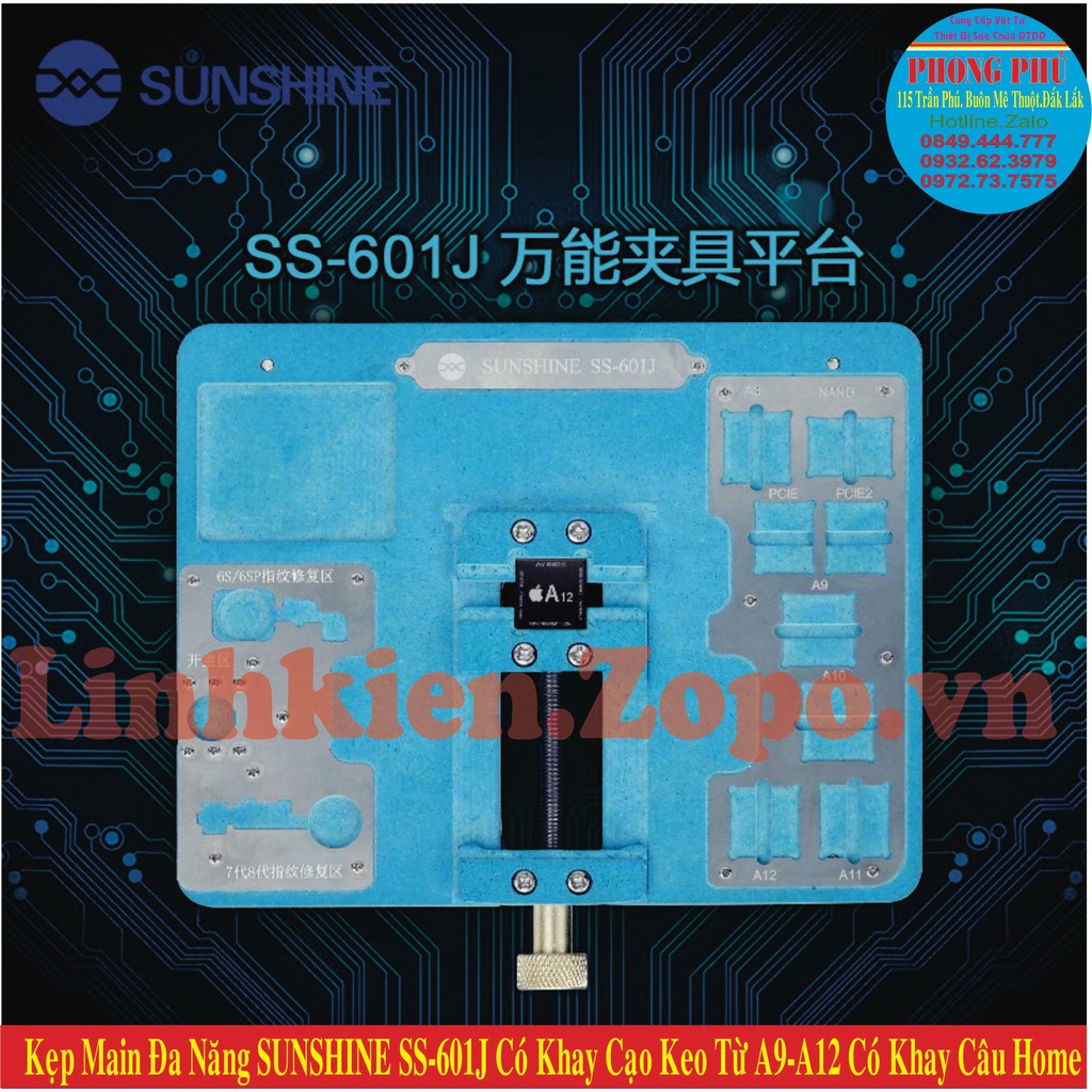 Kẹp Main Đa Năng SUNSHINE SS-601J Có Khay Cạo Keo IC Từ A9-A12 Có Khay Câu Home