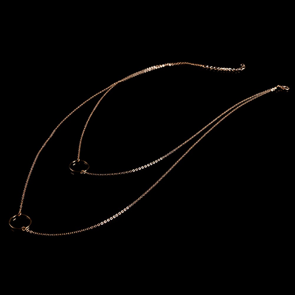 Dây chuyền 2 tầng hợp kim mạ bạc/vàng họa tiết hình tròn thanh lịch quyến rũ dành cho nữ