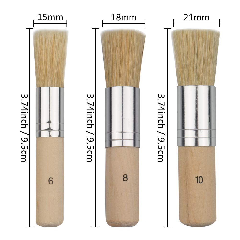 Bộ cọ vẽ đầu tròn lông lợn, cọ vẽ Stencil Brushes set 3 cây Mont Marte