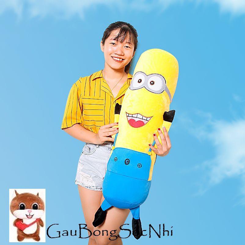 Gấu bông gối ôm hình gấu Minion 95cm - Tặng móc khóa quả bông dễ thương