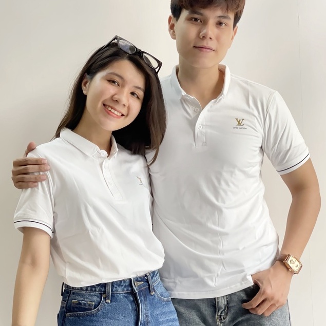 ÁO THUN NAM TAY NGẮN CỔ TRỤ, ÁÓ PHÔNG NAM CỔ BẺ NGẮN TAY THUN COTTON 100% DÀY DẶN MỀM MỊN IN THÊU TRẮNG ĐEN