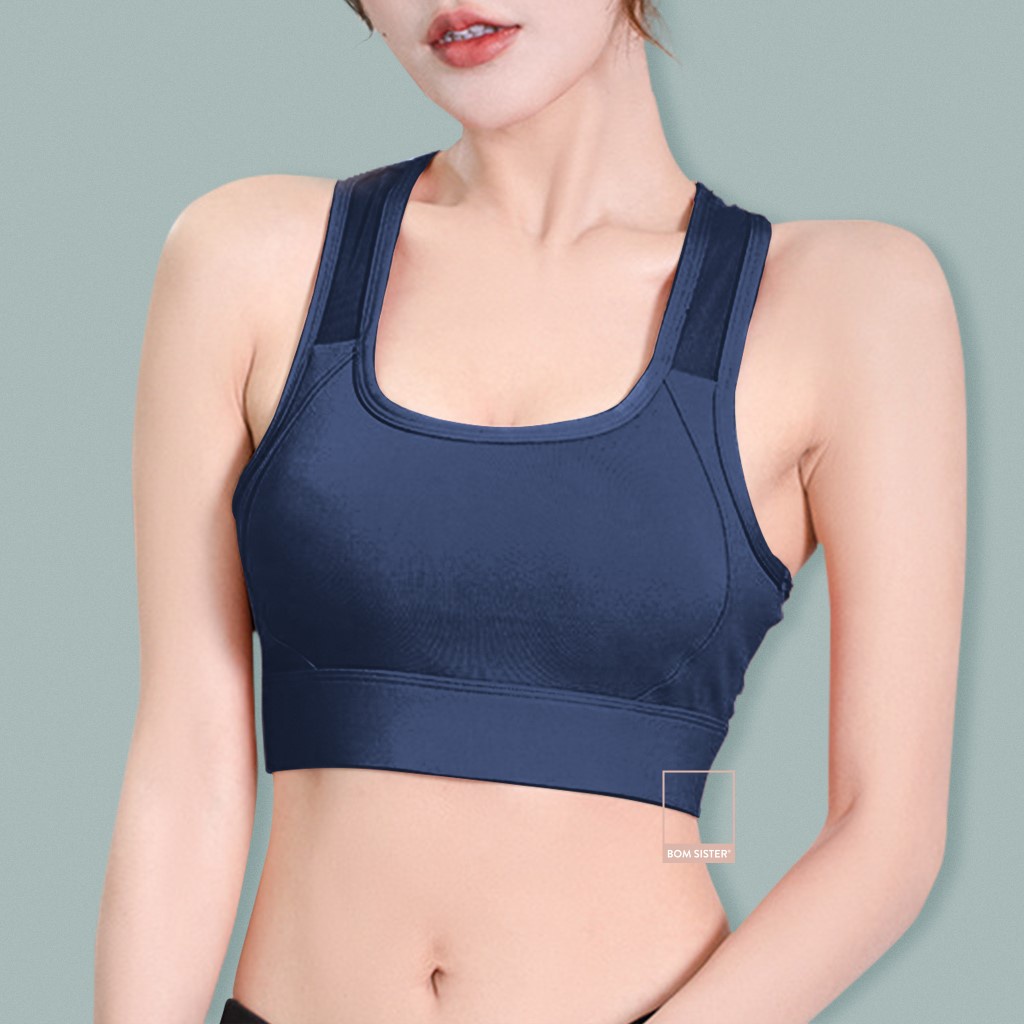Áo lót tập Yoga - Gym croptop thun phối lưới co giãn 4 chiều mút có thể tháo rời BOM SISTER AT0056