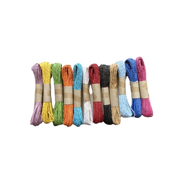 Set 12 bó dây thừng giấy có sợi kim tuyến đủ màu trang trí hộp quà, thiệp, nguyên liệu handmade