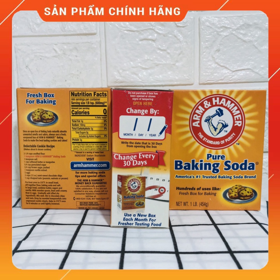 Baking soda trắng răng 454g - làm bánh chính hãng -  tẩy rửa Olin House