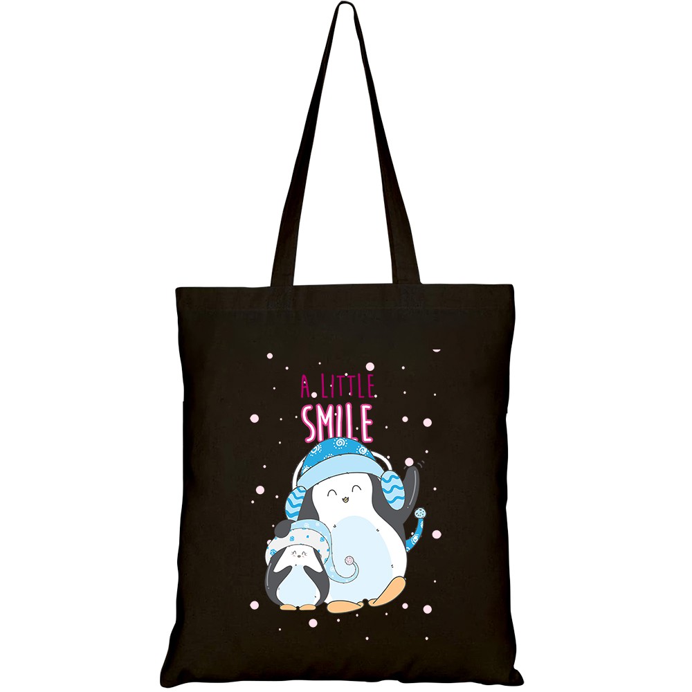 Túi vải tote canvas HTFashion in hình cute penguin HT137