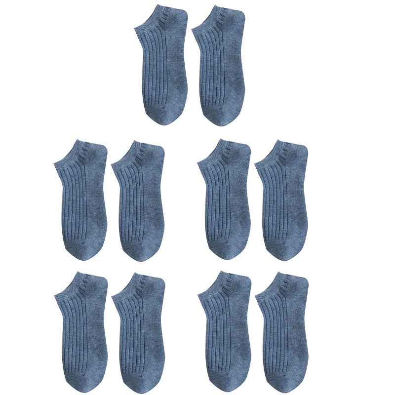 Xiangbao Set 5 Đôi Tất Cotton Cổ Thấp Họa Tiết Sọc Nhiều Màu Sắc Cho Nam