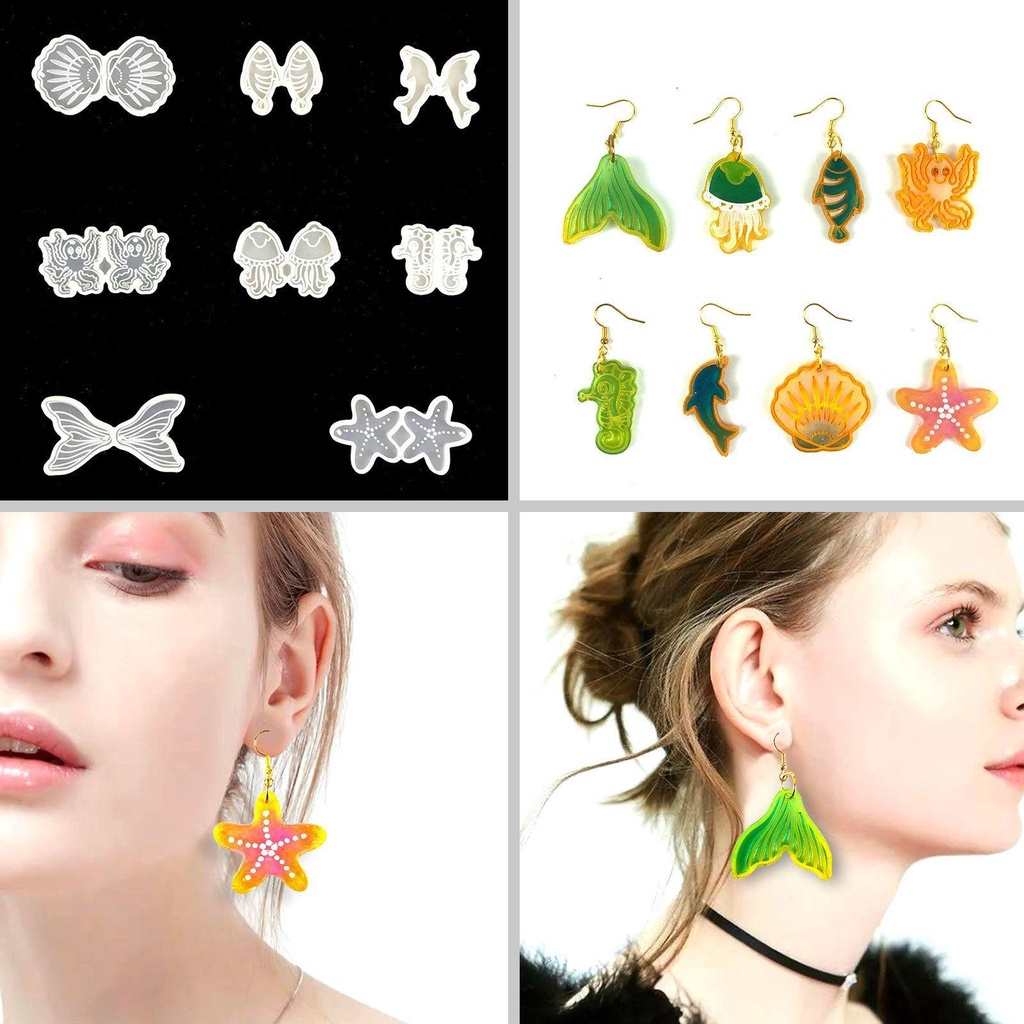 MAG Khuôn Silicone Làm Đồ Trang Sức Thủ Công Hình Cá Ngựa / Sao Biển