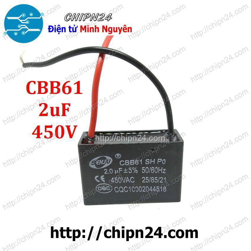 [1 CON] Tụ quạt CBB61 2uF 450V