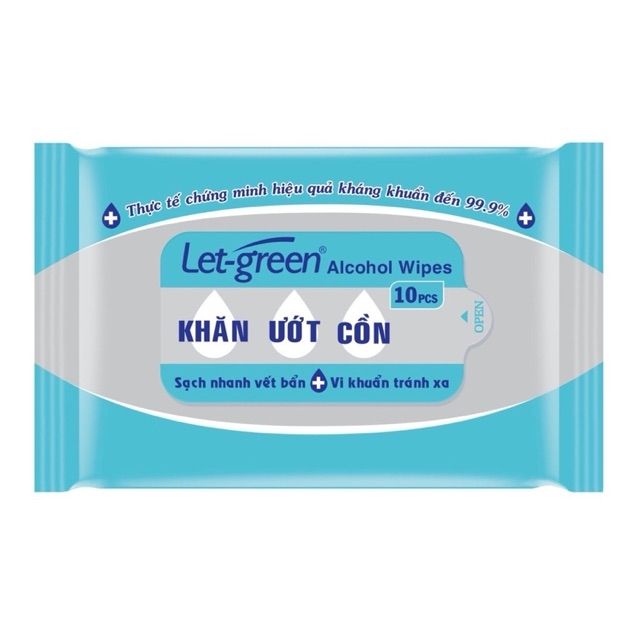 combo 12 gói khăn ướt cồn ( let- green  10 tờ )