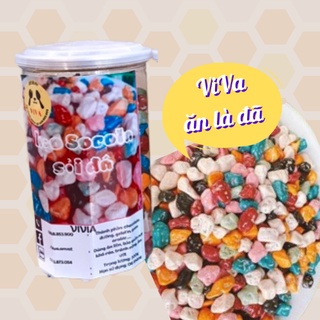 Kẹo sỏi đá socola - 500g - hũ pet 700ml-kẹo sỏi đá socola, hương vị tuổi thơ- ăn vặt viva