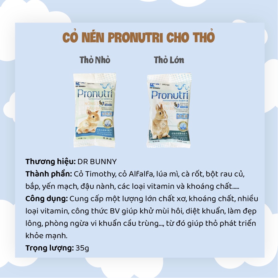 Cỏ Nén Pronutri, Orfibra, Profood Dùng Thử Cho Thỏ, Bọ Ú Bản Mini