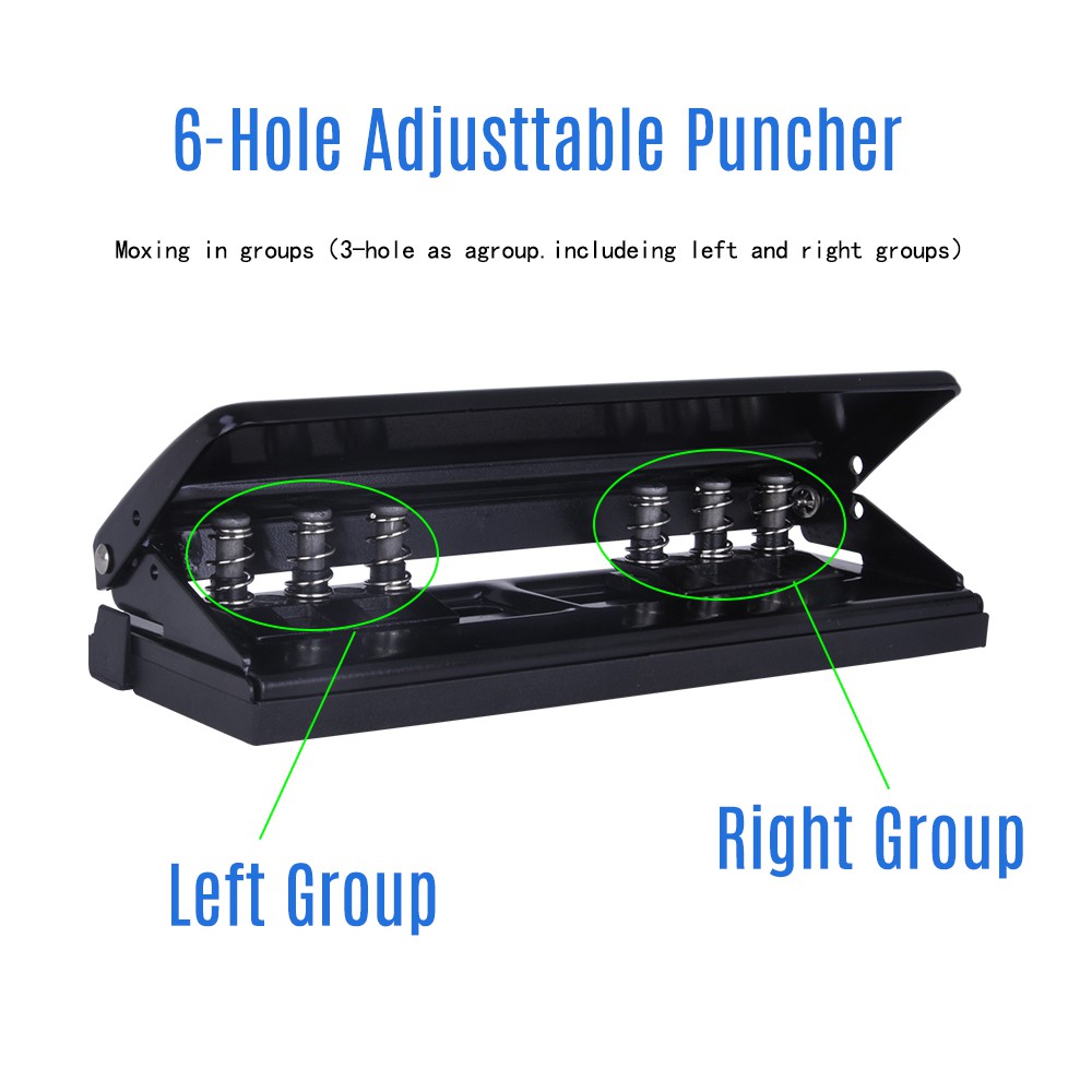 Máy bấm 6 lỗ có thể điều chỉnh dùng cho giấy A4 A5 A6 B7 để làm sổ/nhật ký