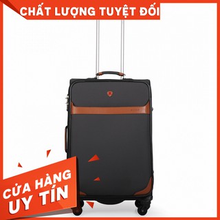Vali vải du lịch phối da SAKOS HEMERA 4.5 (Đen trắng phối nâu)
