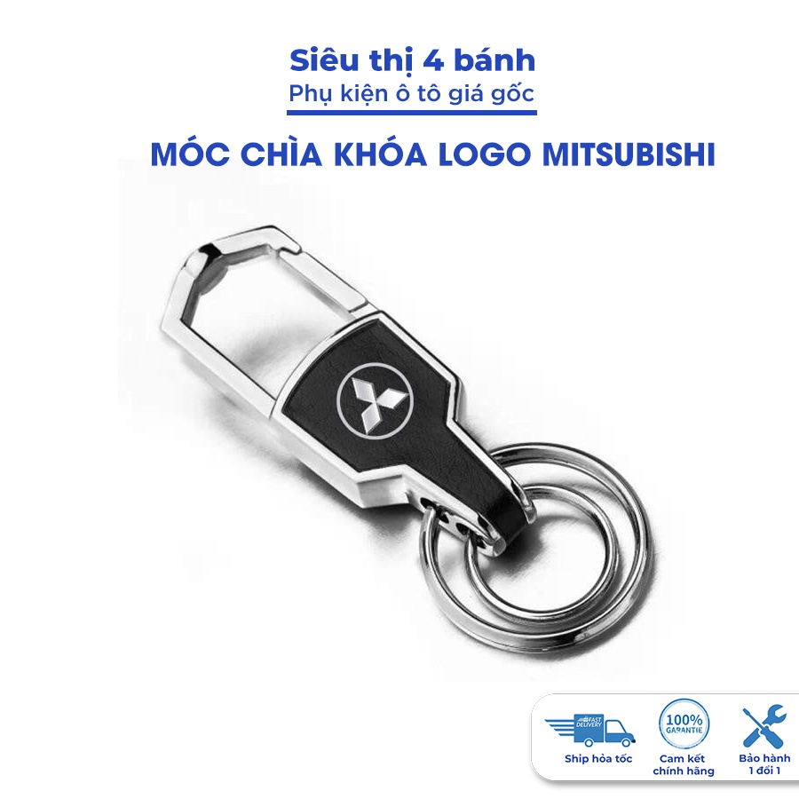 Móc khóa da cao cấp logo hãng Mitsubishi xpander attrage outlander lancer