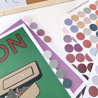 (CÓ SẴN) Sticker Dán Tròn Nhiều Màu Basic