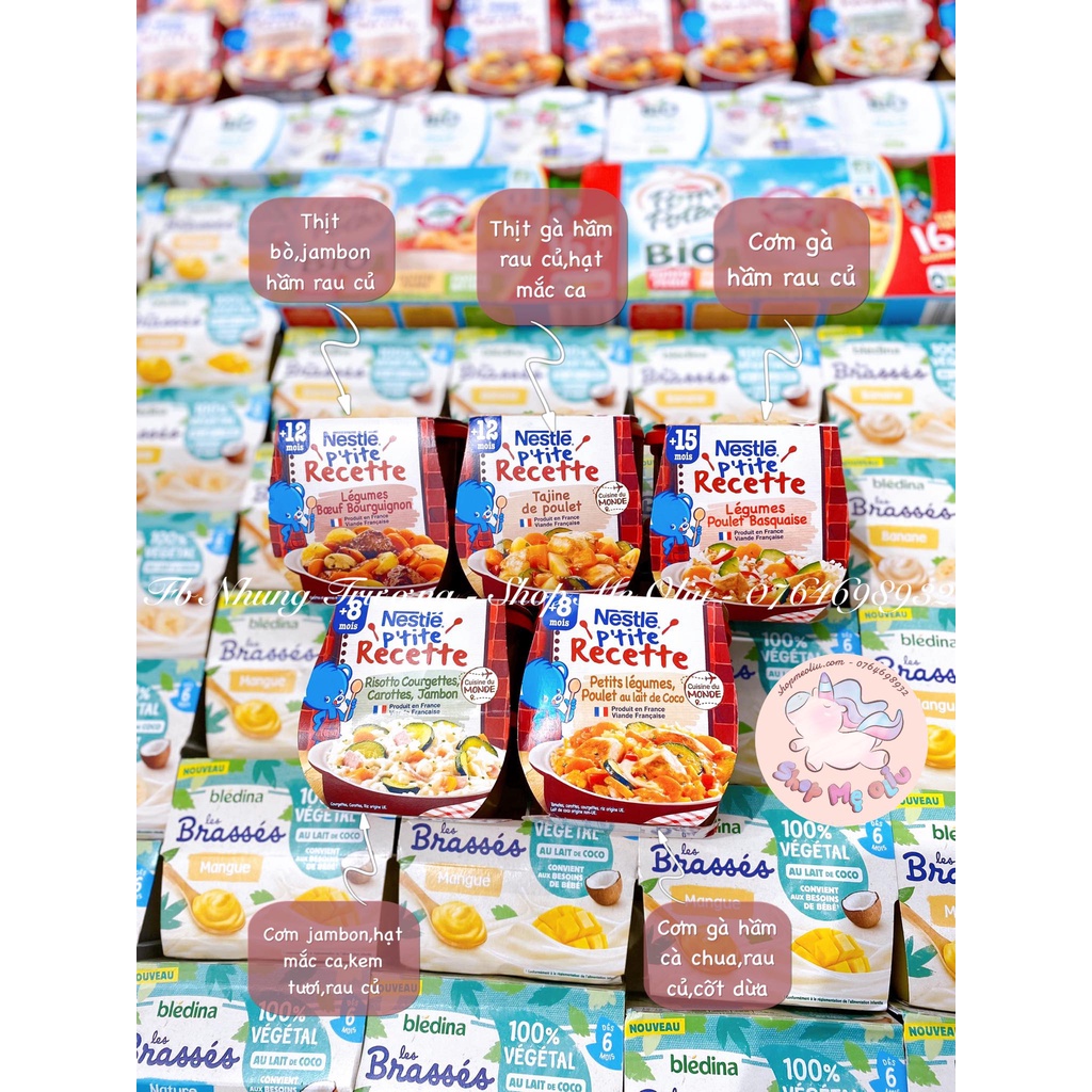 Hủ ăn dặm vị mặn Nestle Recette cơm/mì/thịt hầm cho bé từ 8 tháng, 12 tháng