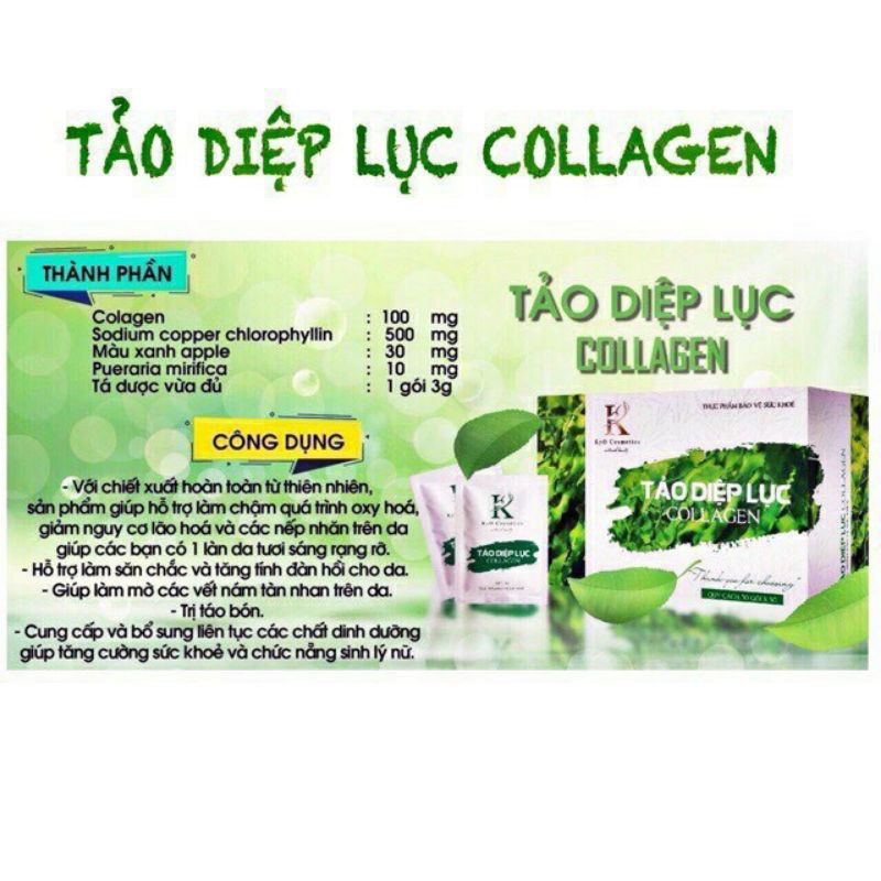 Tảo Diệp lục Colagen- thanh lọc cơ thể, đào thải độc tốc, giữ dáng đẹp da
