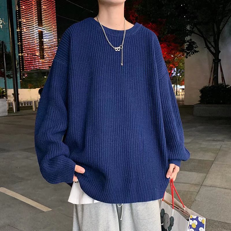 【8 màu】Áo len nam tay dài cổ tròn màu trơn phong cách thời trang Hàn Quốc cho simple bigsize áo sweater form rộng unisex fashion sweater