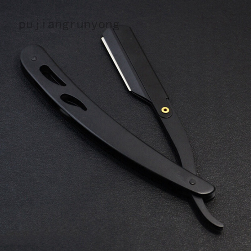(hàng Mới Về) Dao Cạo Râu Pujiangrunyong Tay Cầm Đồng Màu Đen Gấp Gọn Tiện Dụng